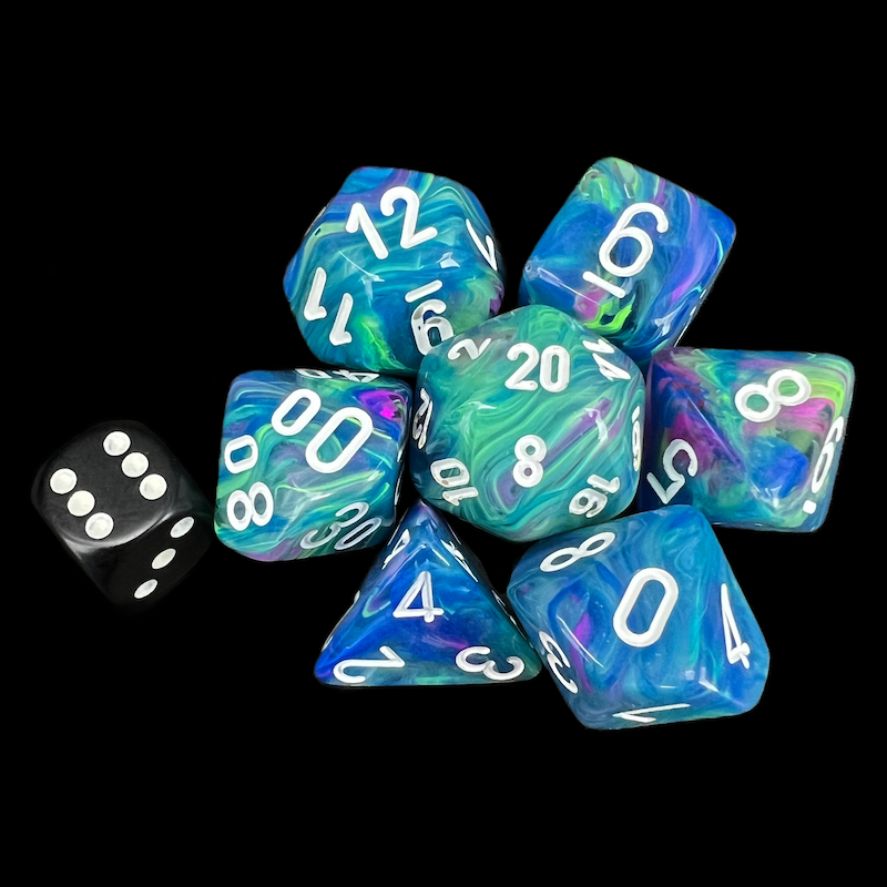 Chessex Festive Waterlily & White MEGA-HEDRAL Jumbo 7 Dice Polyset