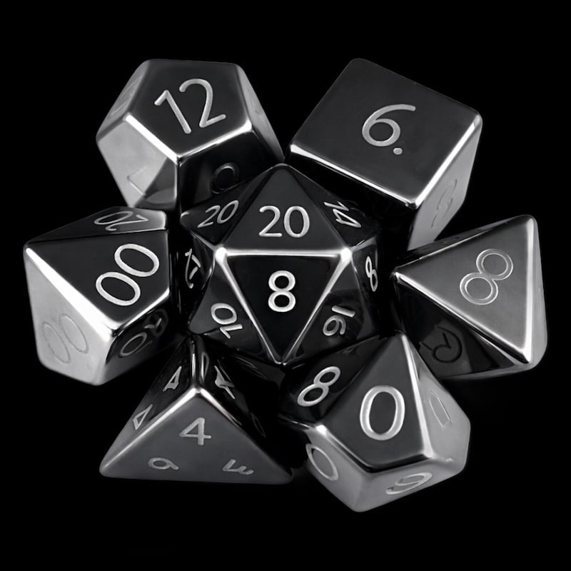 TDSO Hematite with Engraved Numbers 16mm Precious Gem 7 Dice