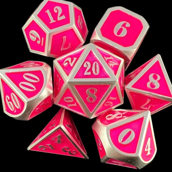 TDSO Metal Fire Forge Mini Silver & Pink Dice