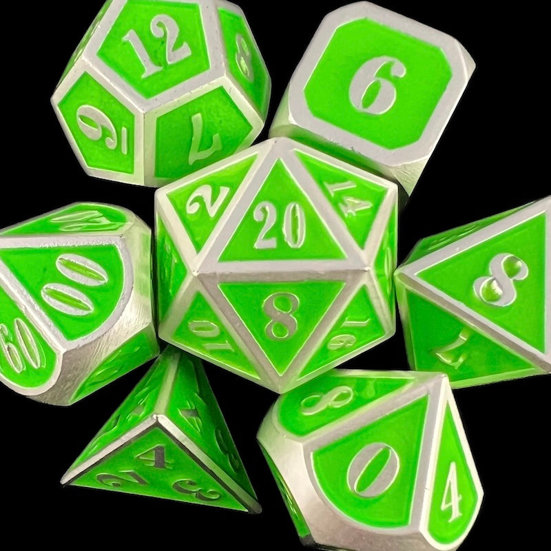 TDSO Metal Fire Forge Mini Silver & F.Green Dice