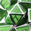 TDSO Metal Script Silver & Light Green Dice