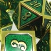 TDSO Metal Script Gold & Dark Green Shimmer Dice