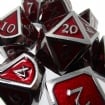 TDSO Metal Script Silver & Red Dice