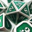 TDSO Metal Fire Forge Mini Silver & Green Dice