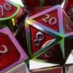 TDSO Metal Script Iridescent & Red Dice