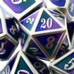 TDSO Metal Script Silver & Blue Green Purple Dice