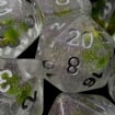 TDSO Encapsulated Glitter Flower Green Dice