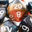 TDSO Phoenix Multi Glitter Blue Gold & Purple Glitter Dice - Discontinued