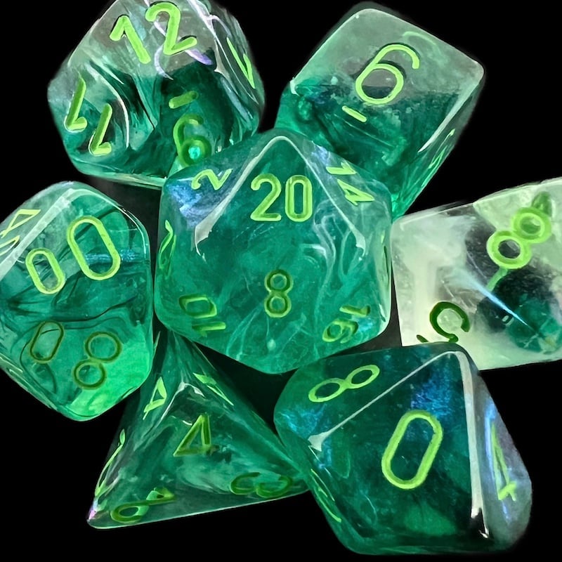 Chessex Borealis Kelp & Light Green Luminary Dice