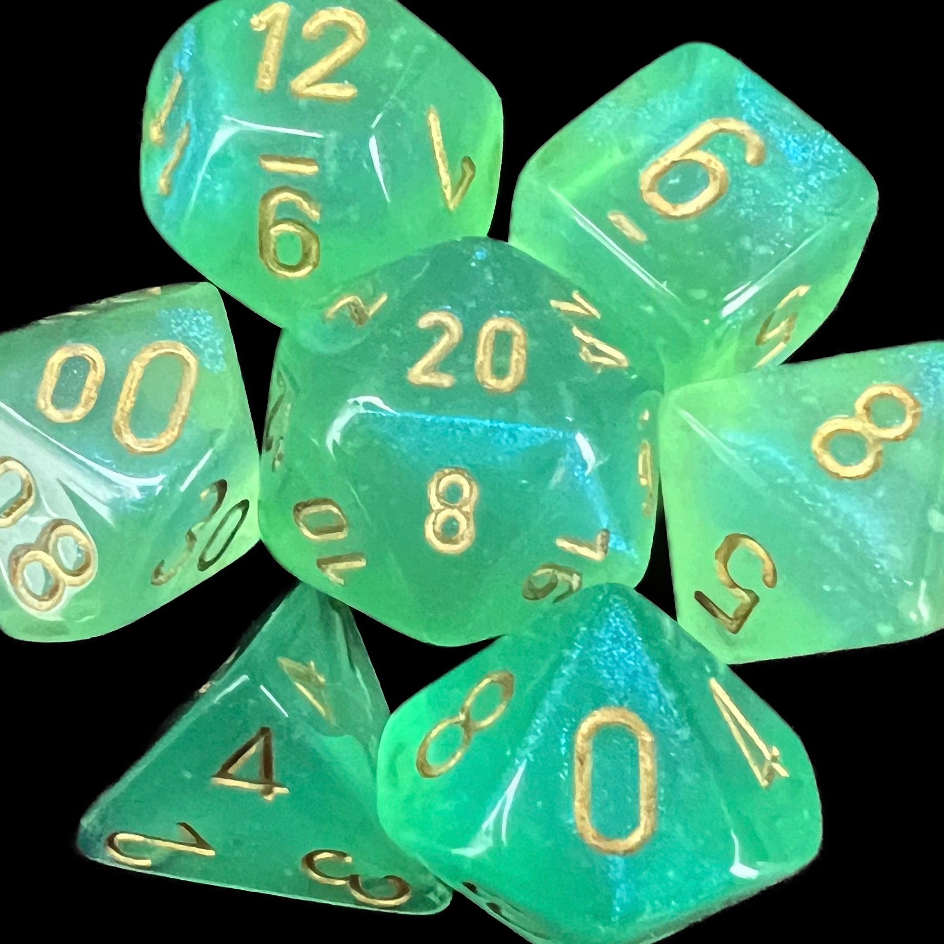 Chessex Borealis Light Green & Gold Luminary Dice