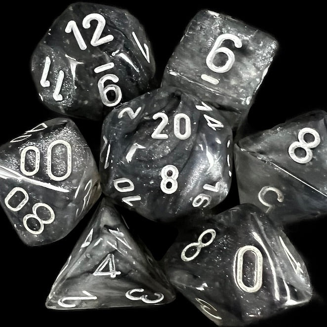 Chessex Borealis Light Smoke & Silver Luminary Dice