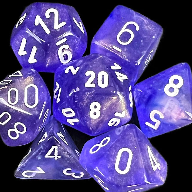 Chessex Borealis Purple & White Luminary Dice