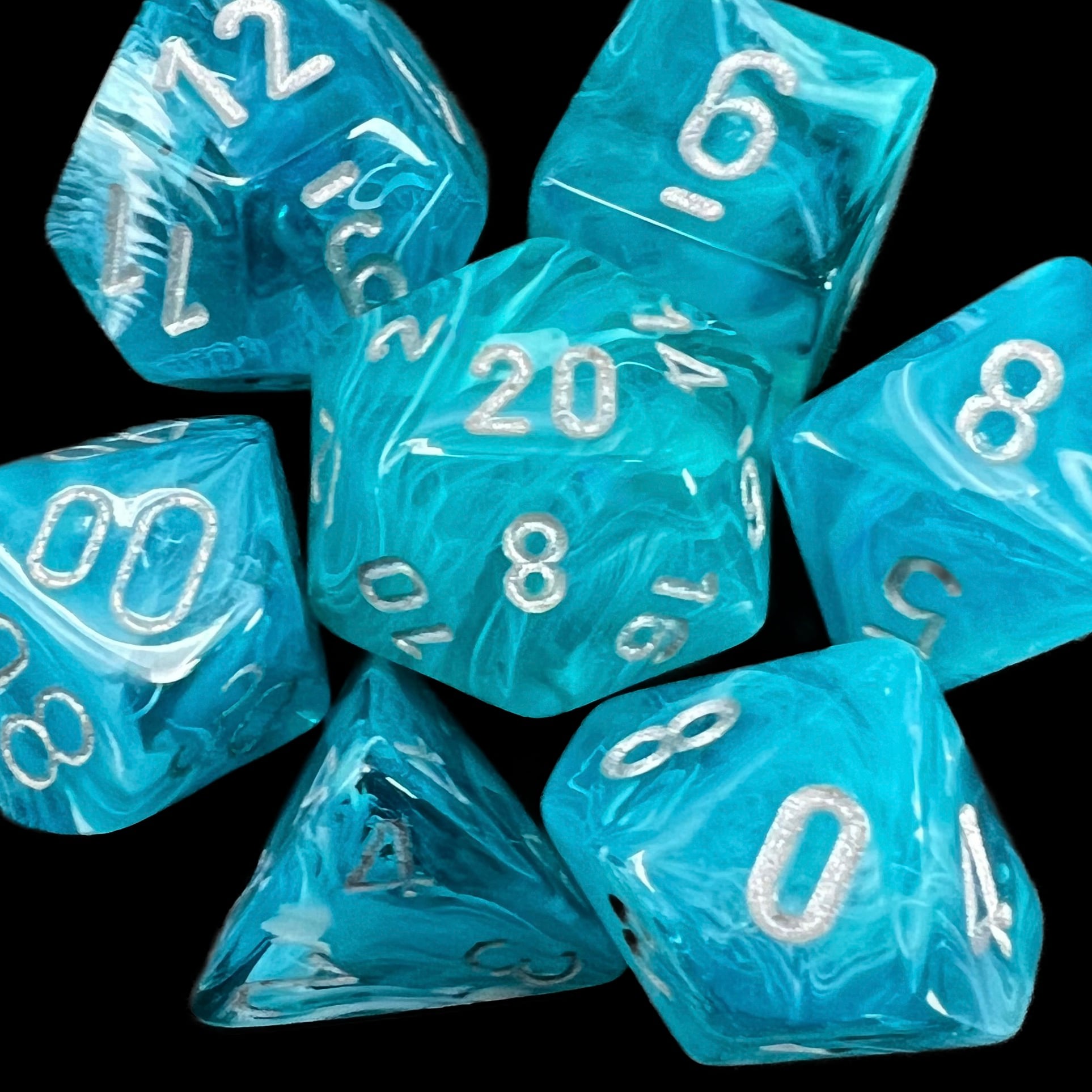 Chessex Cirrus Aqua & Silver Dice