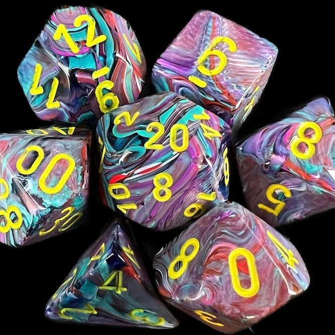 Chessex Festive Mosaic & Yellow Dice