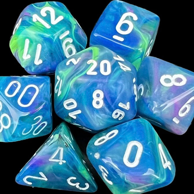 Chessex Festive Waterlily & White Dice