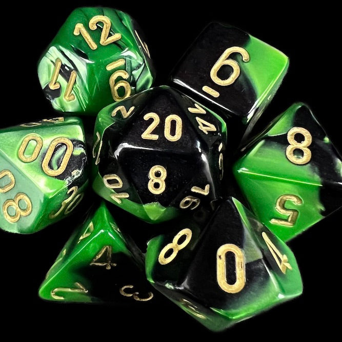 Chessex Gemini Black & Green Dice