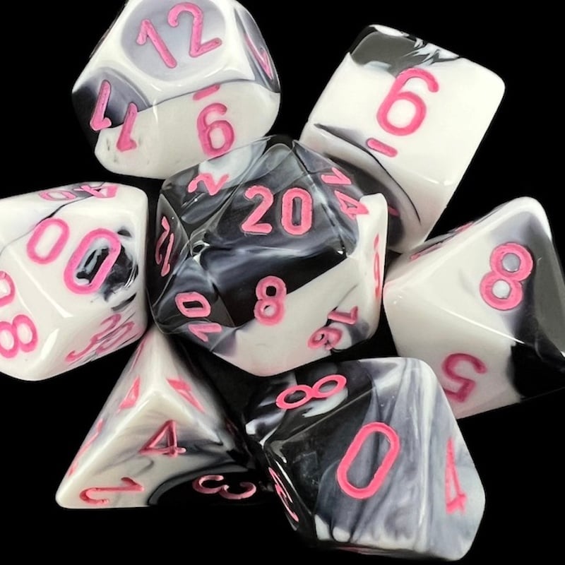 Chessex Gemini Black & White With Pink Dice