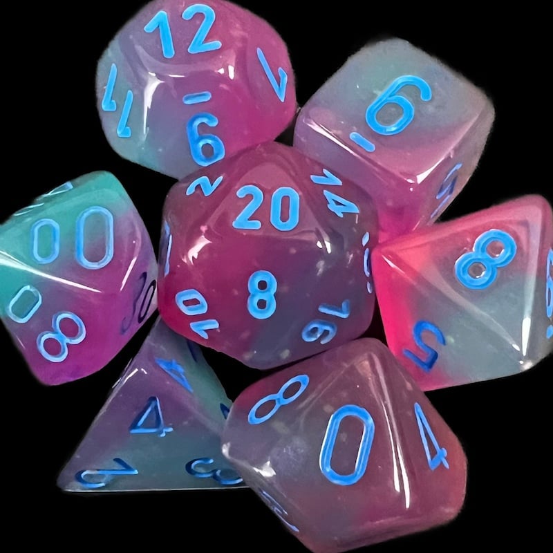 Chessex Gemini Gel Green & Pink Dice