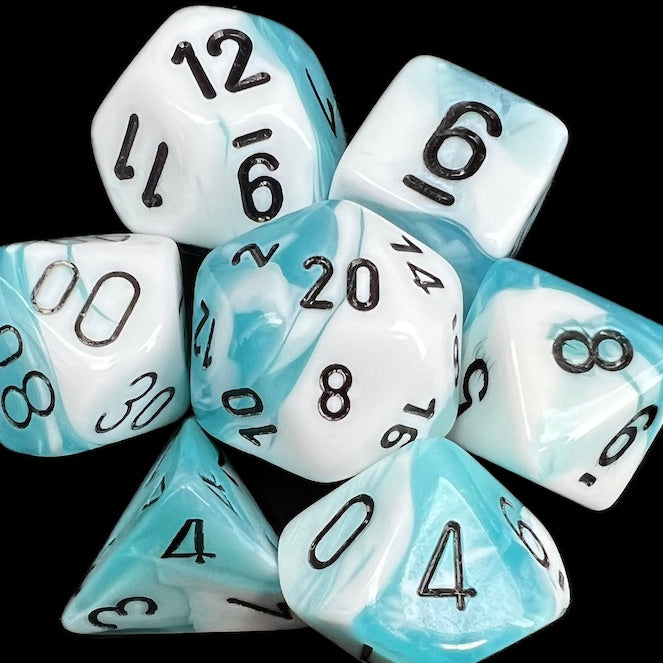 Chessex Gemini Teal & White Dice - Discontinued