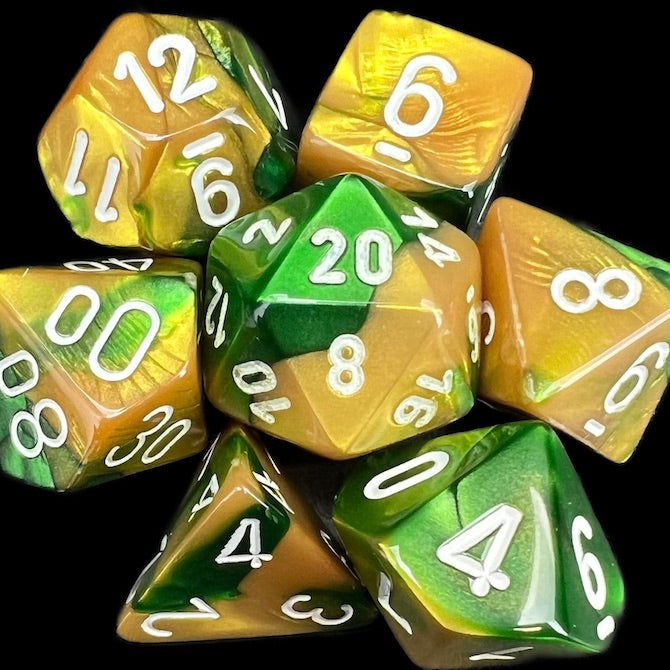 Chessex Gemini Gold & Green Dice - Discontinued