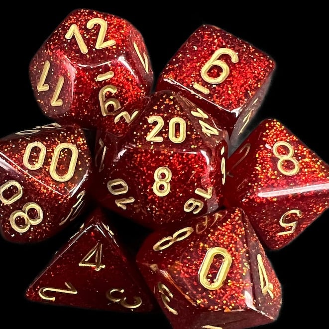 Chessex Glitter Ruby & Gold Dice
