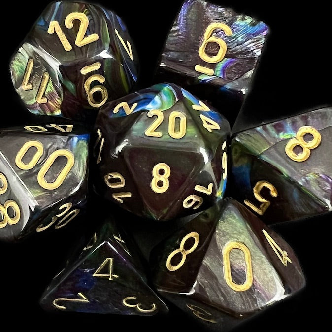 Chessex Lustrous Shadow & Gold Dice