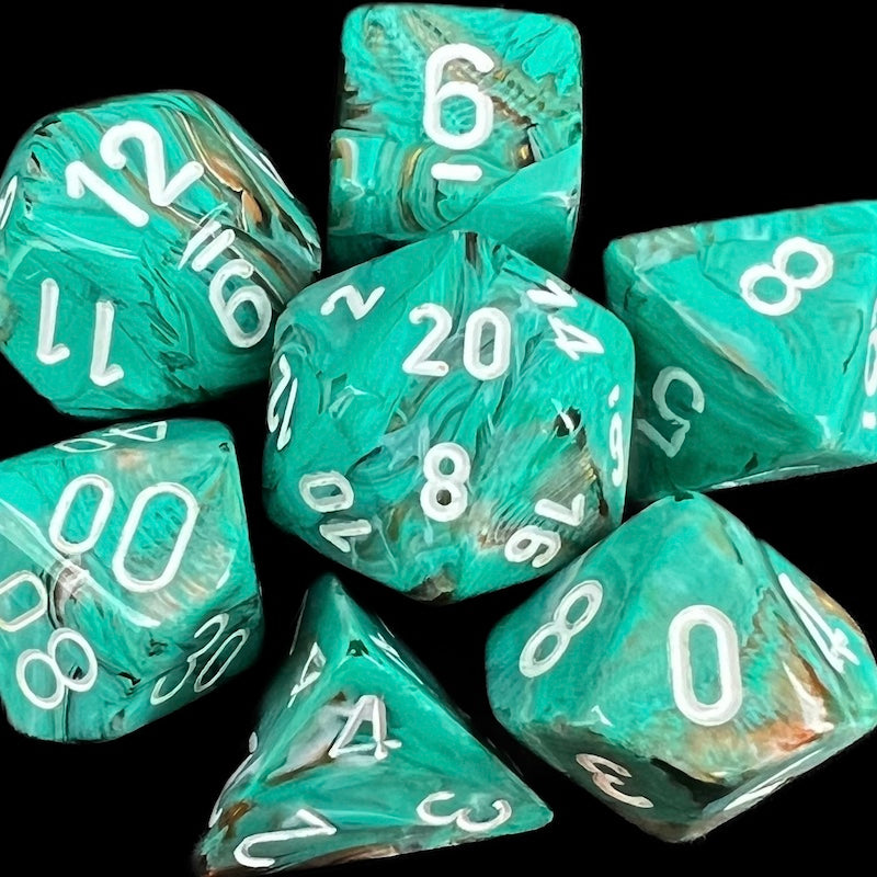 Chessex Marble Oxi-Copper & White Dice