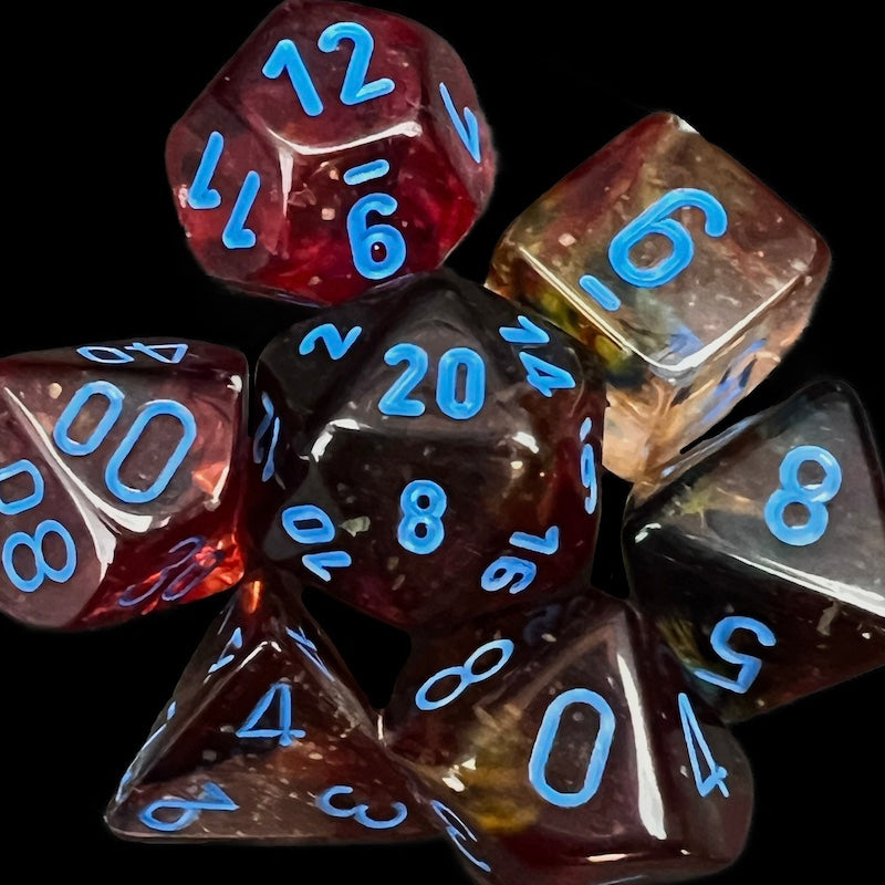 Chessex Nebula Primary & Blue Luminary Glow In Dark Dice