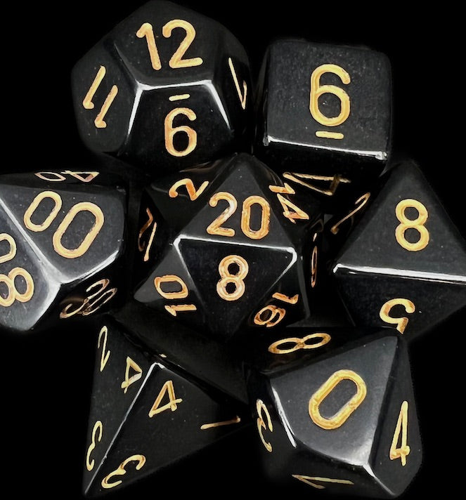 Chessex Opaque Black & Gold Dice