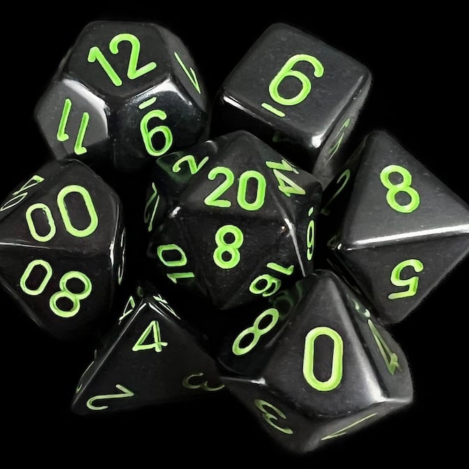 Chessex Opaque Black & Green Dice