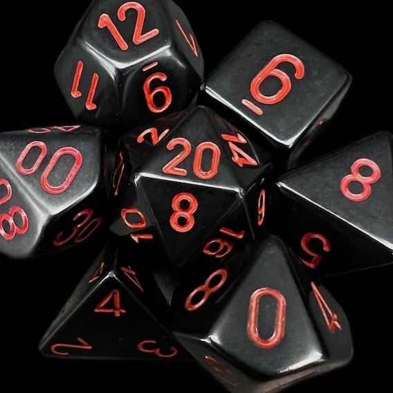 Chessex Opaque Black & Red Dice
