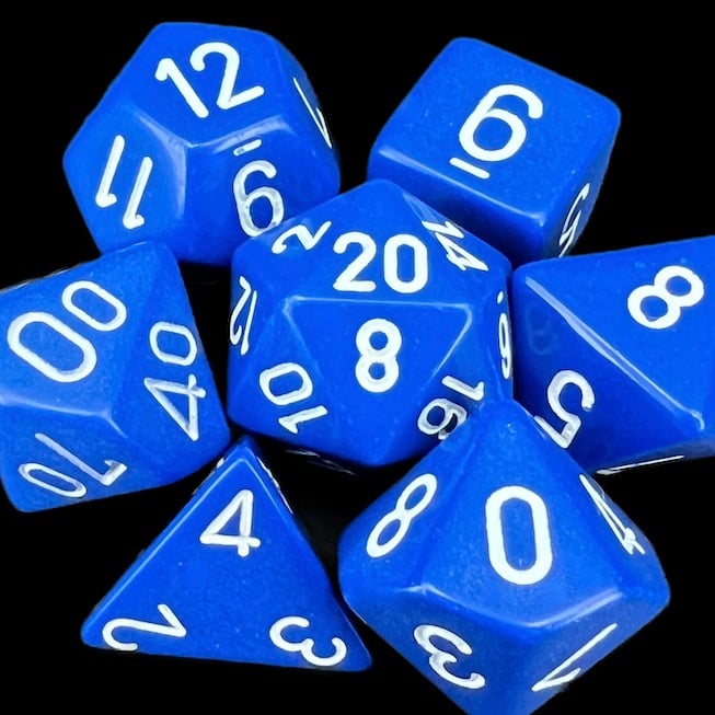 Chessex Opaque Blue & White Dice