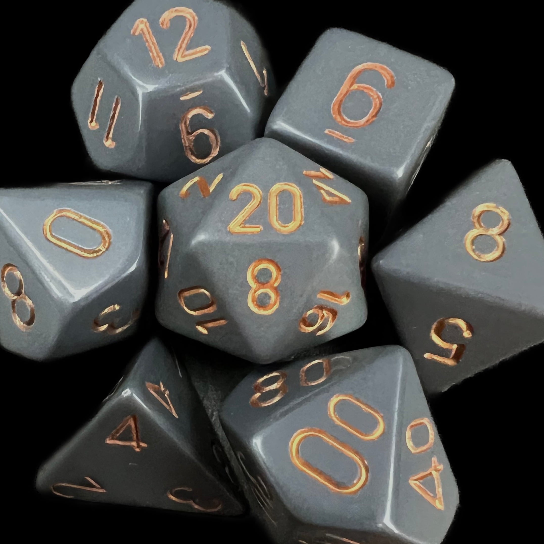 Chessex Opaque Dark Grey & Copper Dice