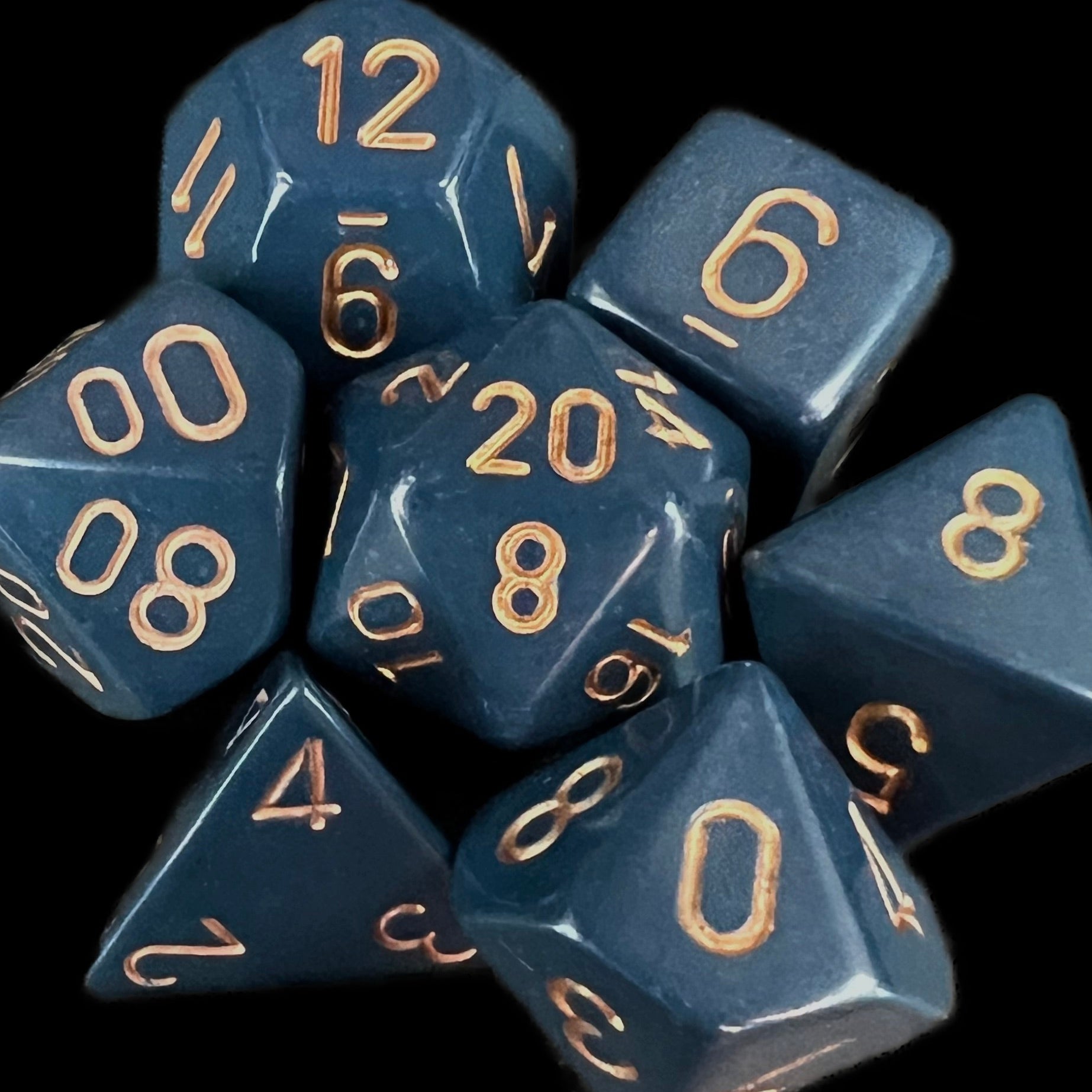 Chessex Opaque Dusty Blue & Gold Dice
