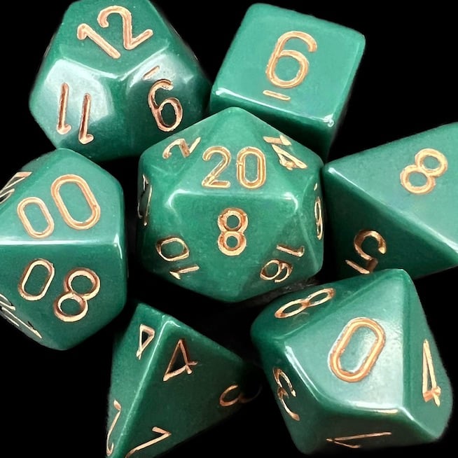 Chessex Opaque Dusty Green & Copper Dice
