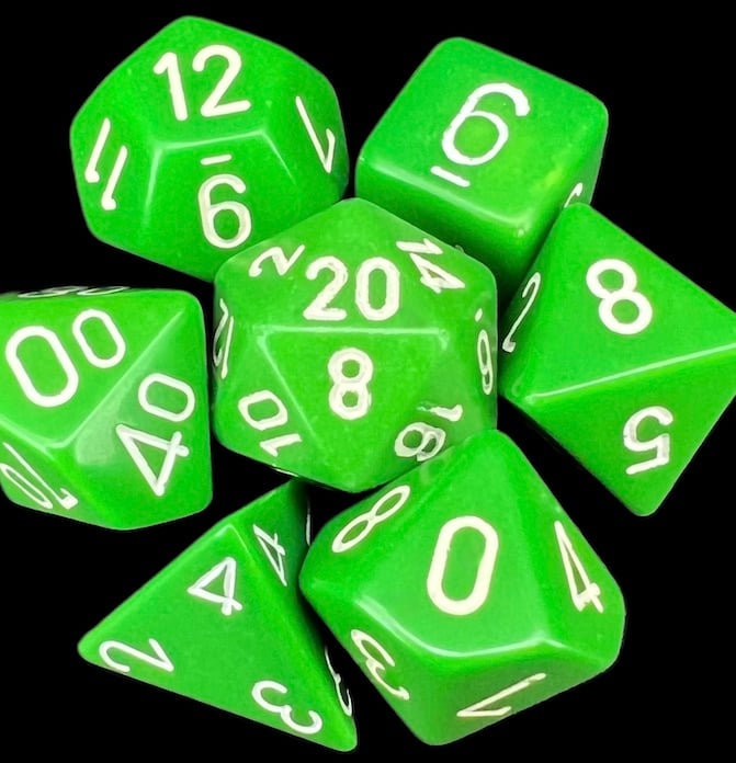 Chessex Opaque Green & White Dice