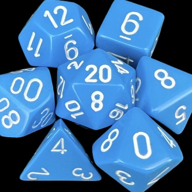 Chessex Opaque Light Blue & White Dice