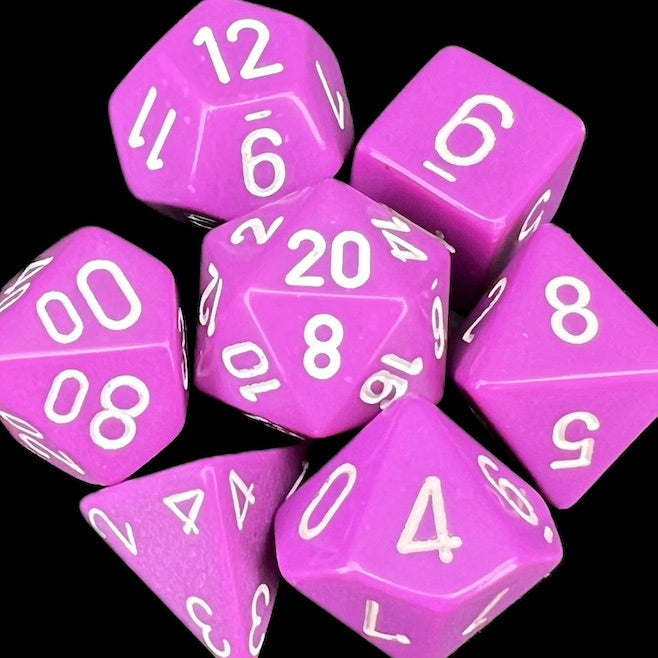 Chessex Opaque Light Purple & White Dice - Discontinued