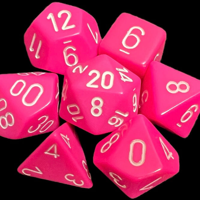 Chessex Opaque Pink & White Dice