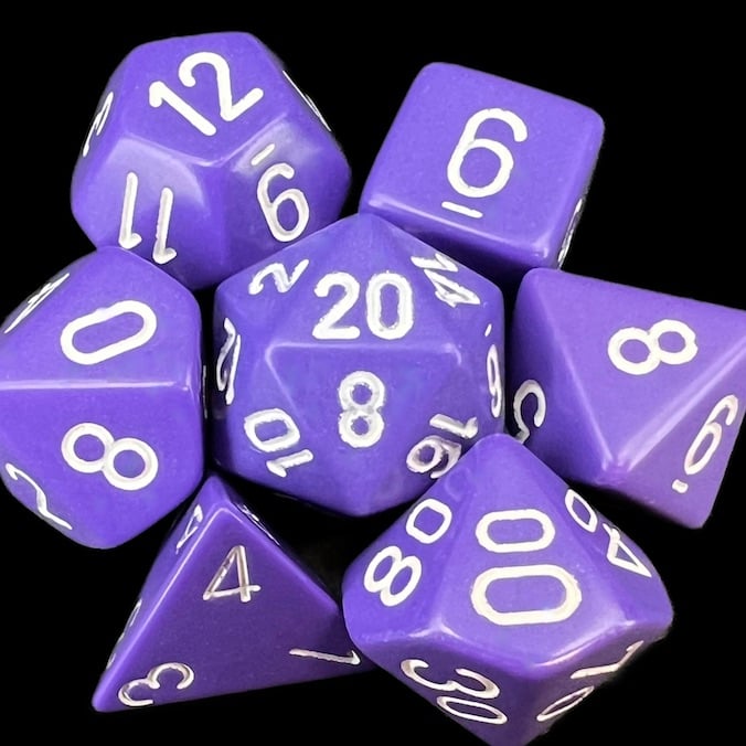 Chessex Opaque Purple & White Dice