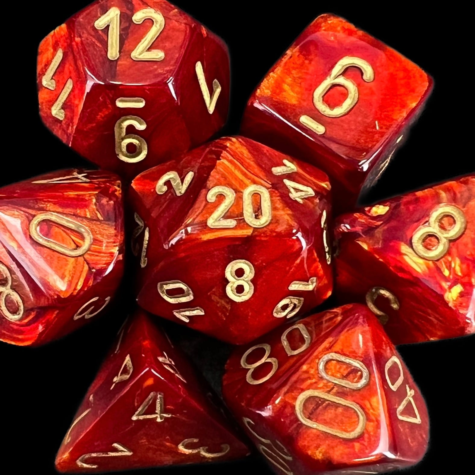 Chessex Scarab Scarlet & Gold Dice