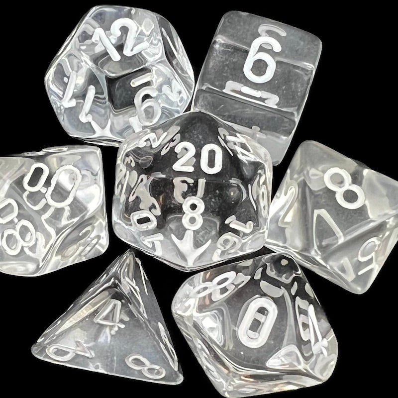 Chessex Translucent Clear & White Dice