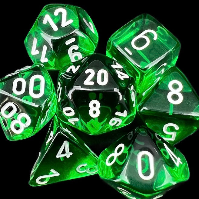 Chessex Translucent Green & White Dice