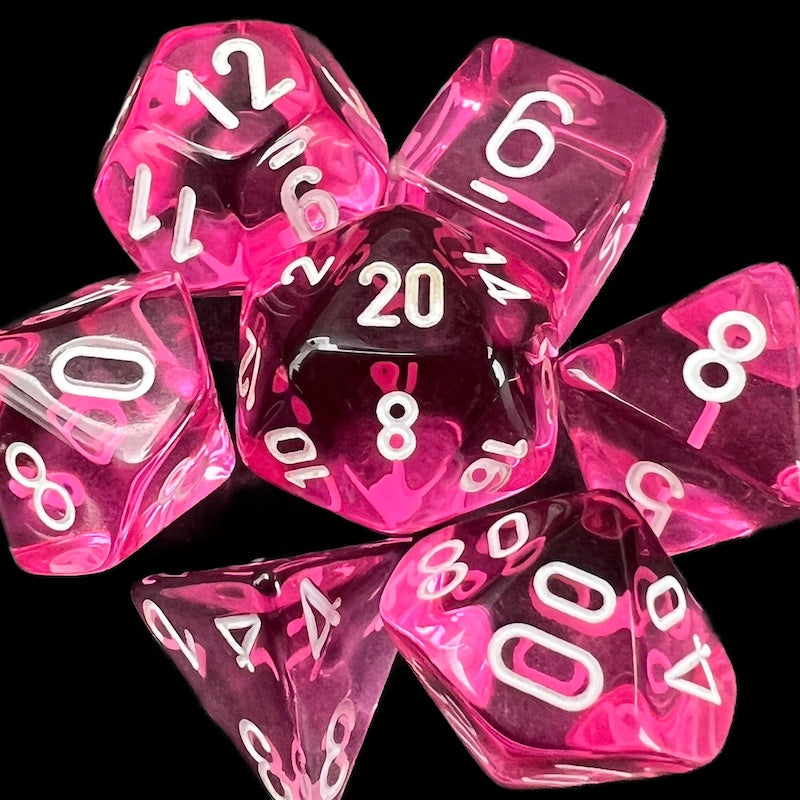 Chessex Translucent Pink & White Dice
