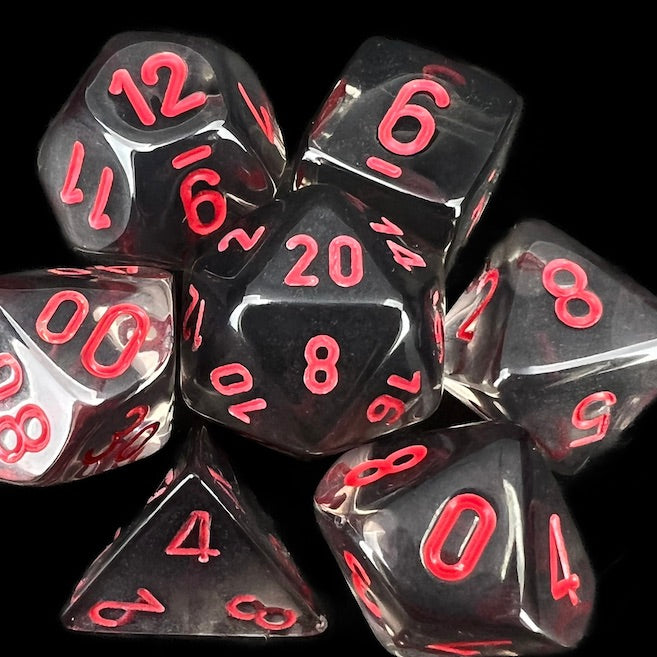 Chessex Translucent Smoke & Red Dice