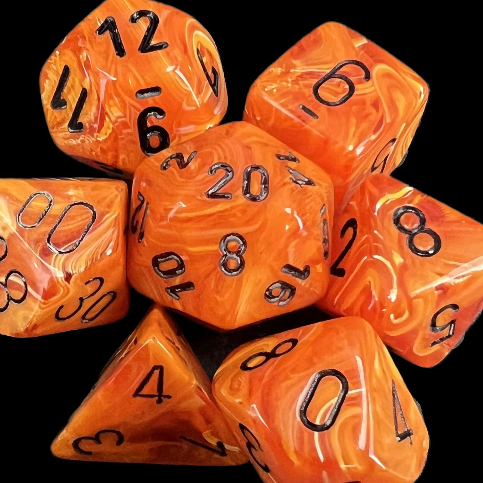 Chessex Vortex Orange & Black Dice