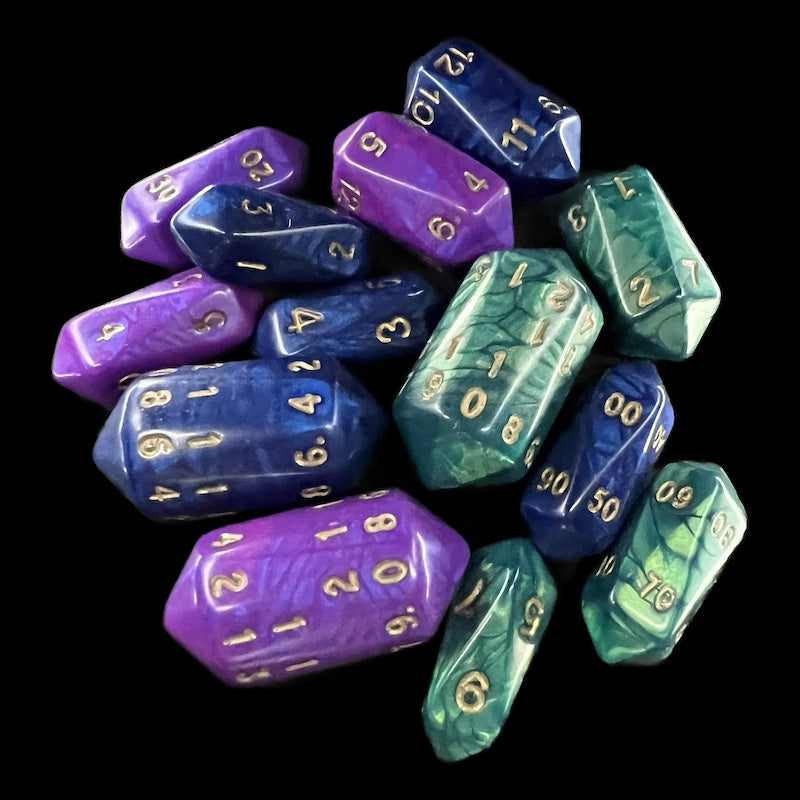 Crystal Shaped Interferenz Dice & Dice Sets