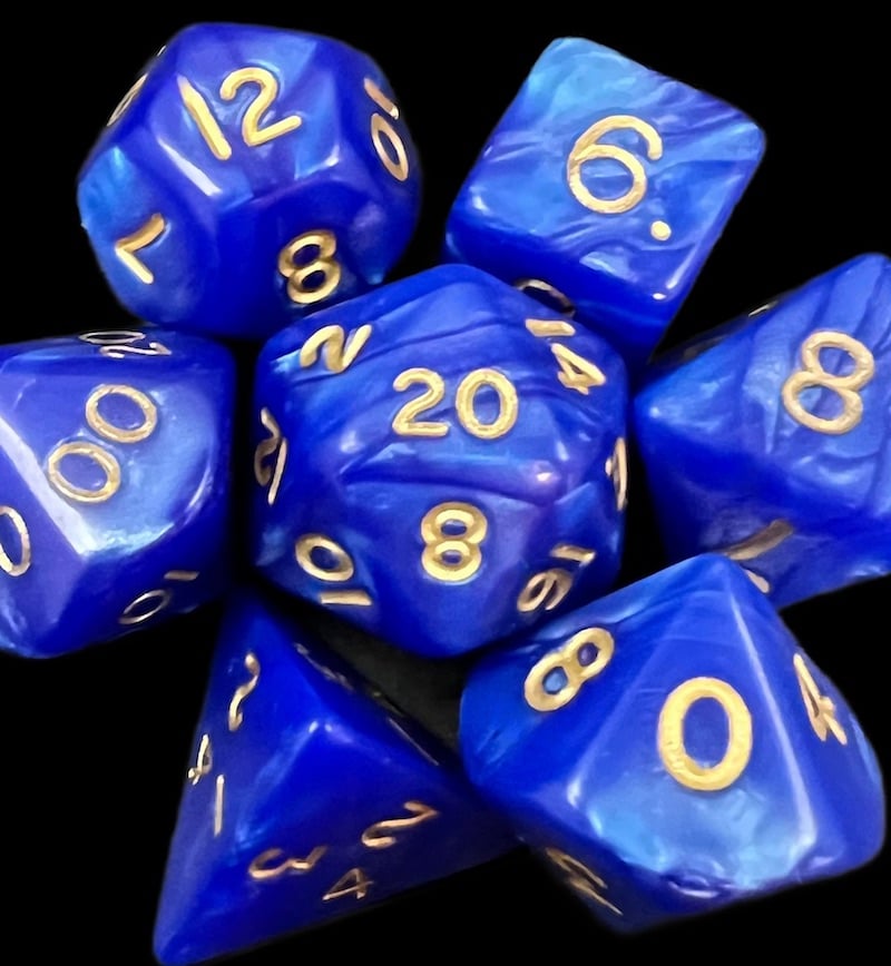 D&G Pearl Blue & Gold Dice