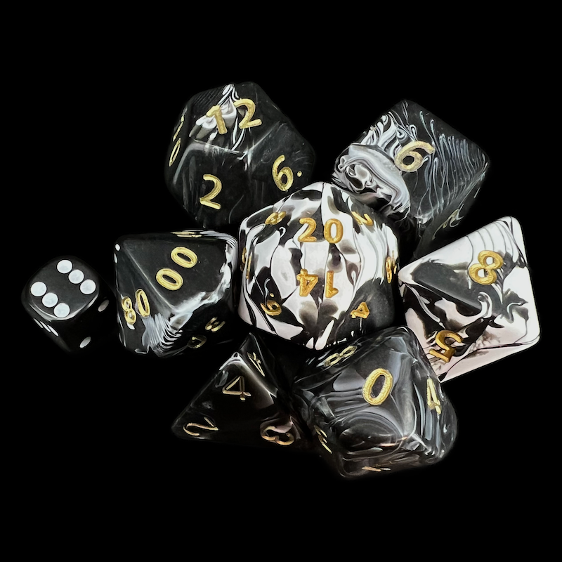 D&G Marble Black & White Jumbo Dice