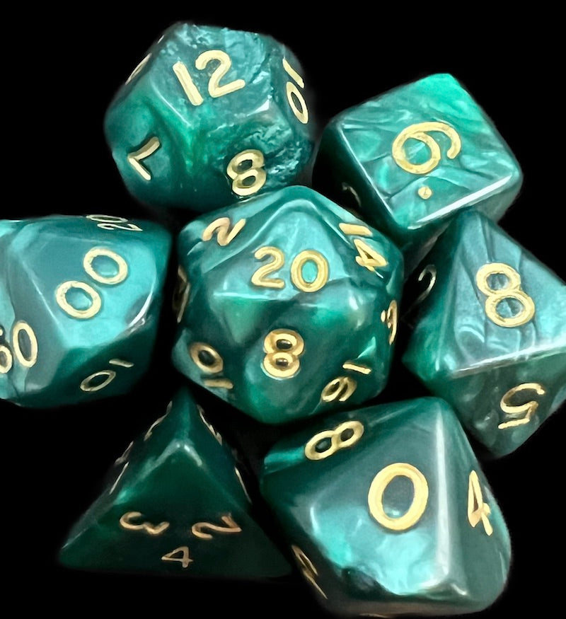 D&G Pearl Green & Gold Dice